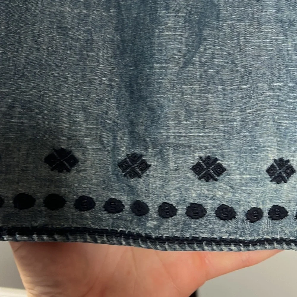 Gorgeous Vintage America Navy Blue with Embroidery and Gold Bead Blouse or Dress - Picture 9 of 11